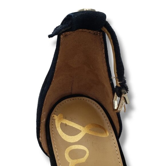 Sam Edelman Yancy Sandals Womens 9 Black Suede Block Heel - Picture 4 of 10